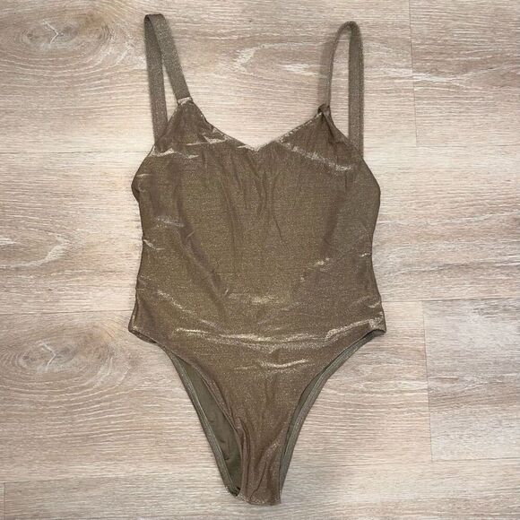 Vitamin A Swim Leah High Cut One Piece Bronze Metallic Swimsuit, Women’s 10 - Picture 5 of 16